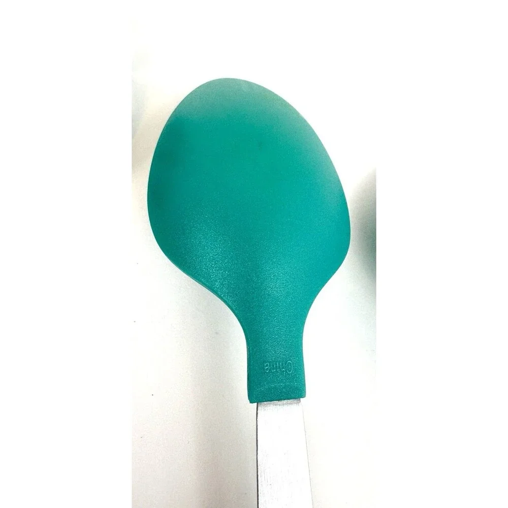 Kitchen Utensils Set: 3-piece Teal Silicone Pasta Server, Spoon, Slotted Skimmer